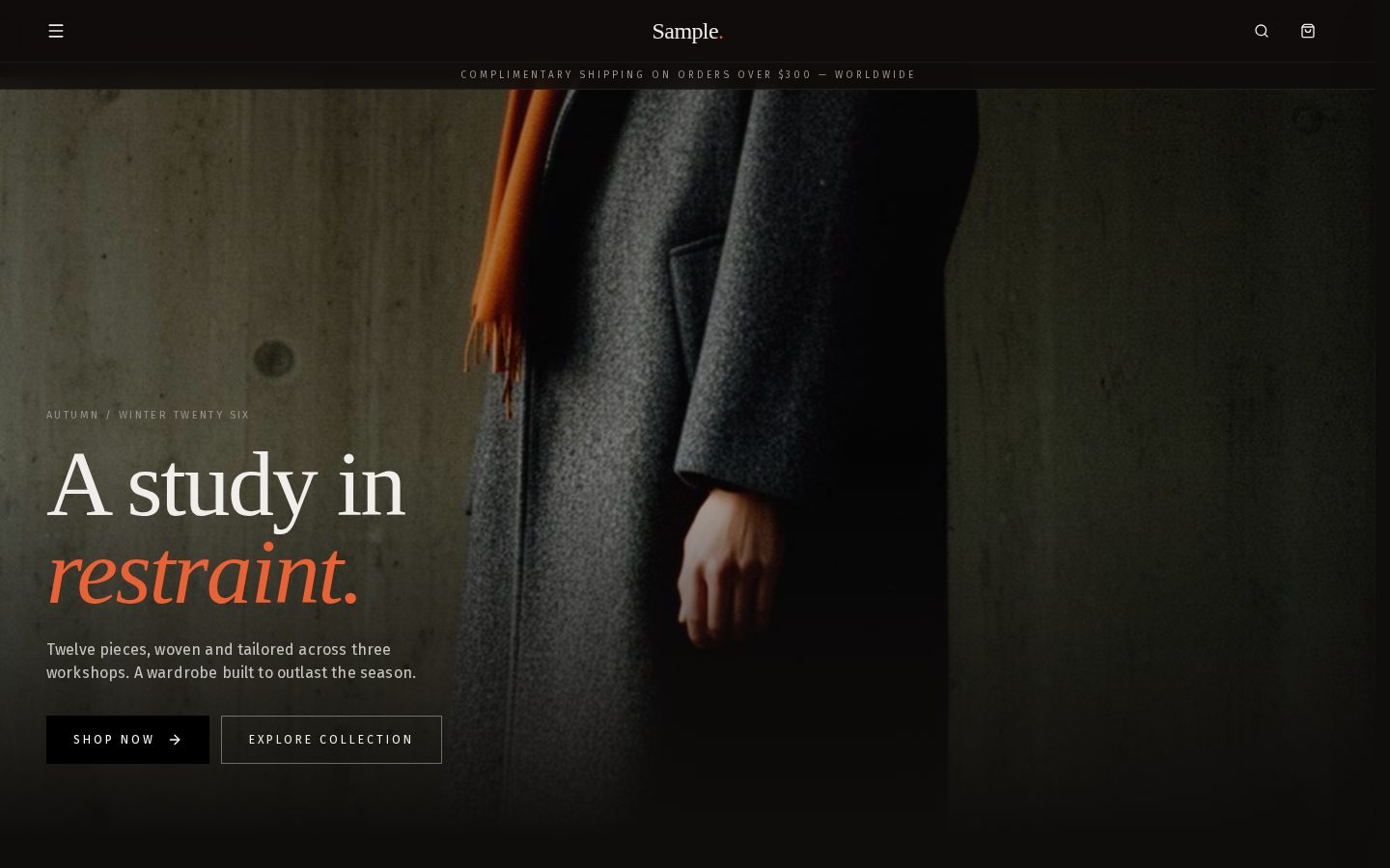 Sample — Autumn / Winter 26 — website screenshot