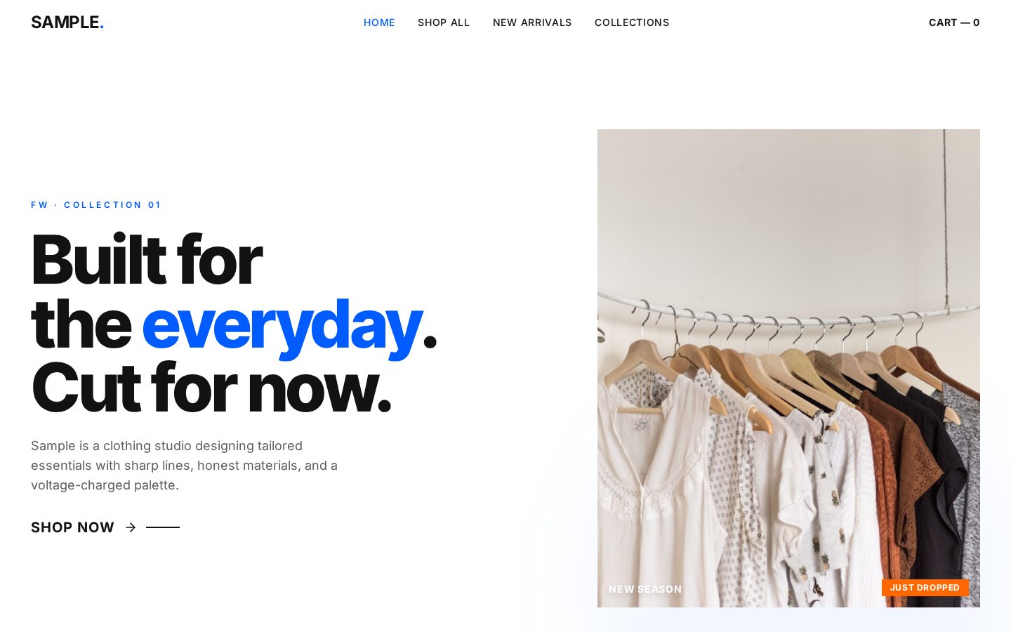 Sample — Modern Clothing Store — website screenshot